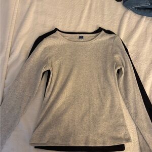 Old Navy Light Gray Ribbed Knit Top